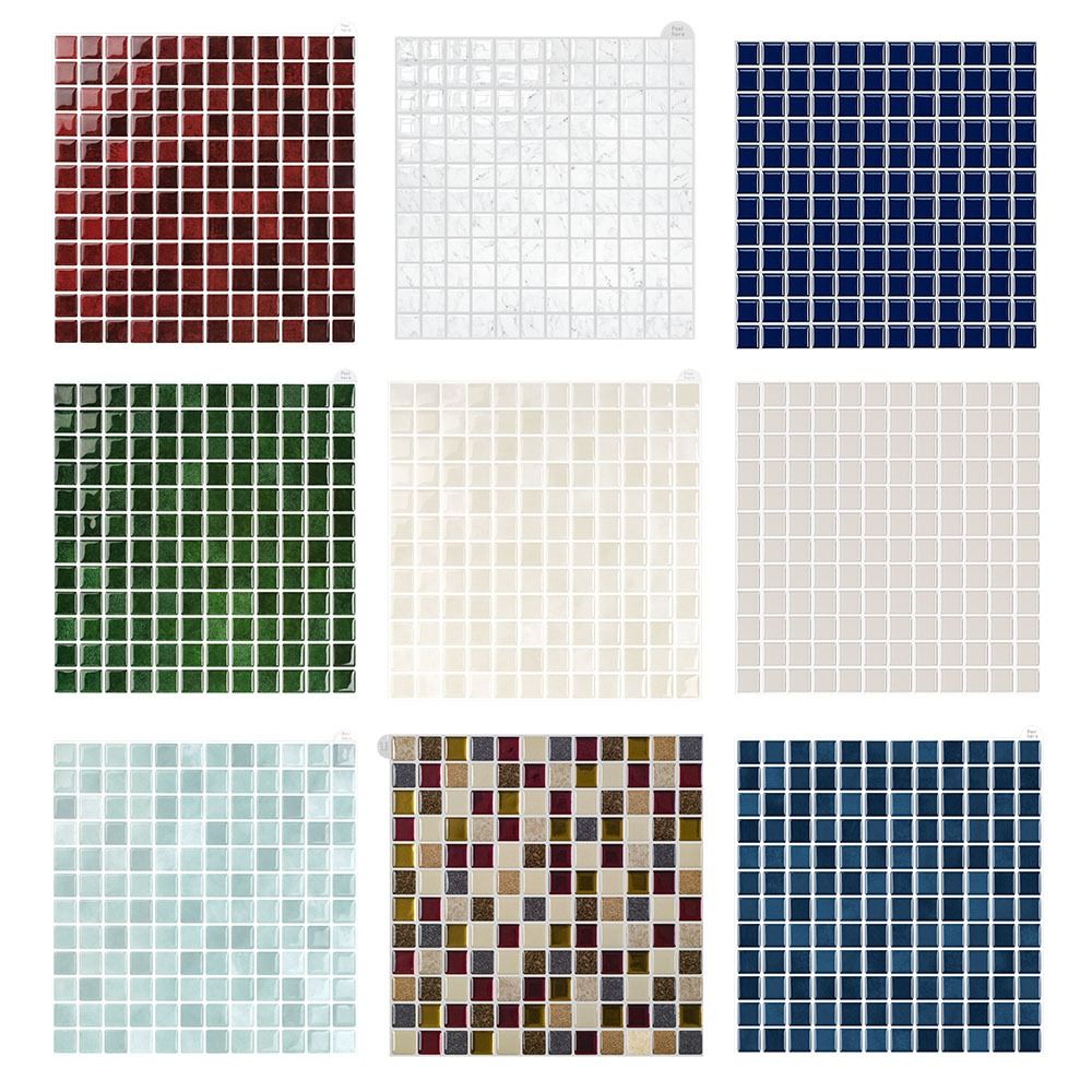 Ceramic Tile Blank - สติ๊กเกอร์ติดผนังแบบมีกาวในตัว ลายเซรามิกกันน้ำ สำหรับตกแต่งผนังครัว ลายโมเสก 3 มิติ