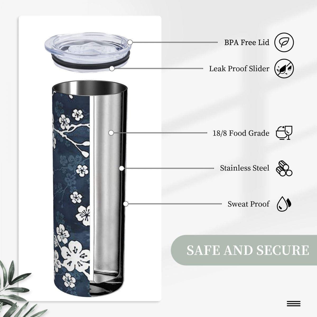 แก้วเก็บอุณหภูมิสแตนเลสลายดอกซ - Tumbler 20Oz White บทวิจารณ์และราคา